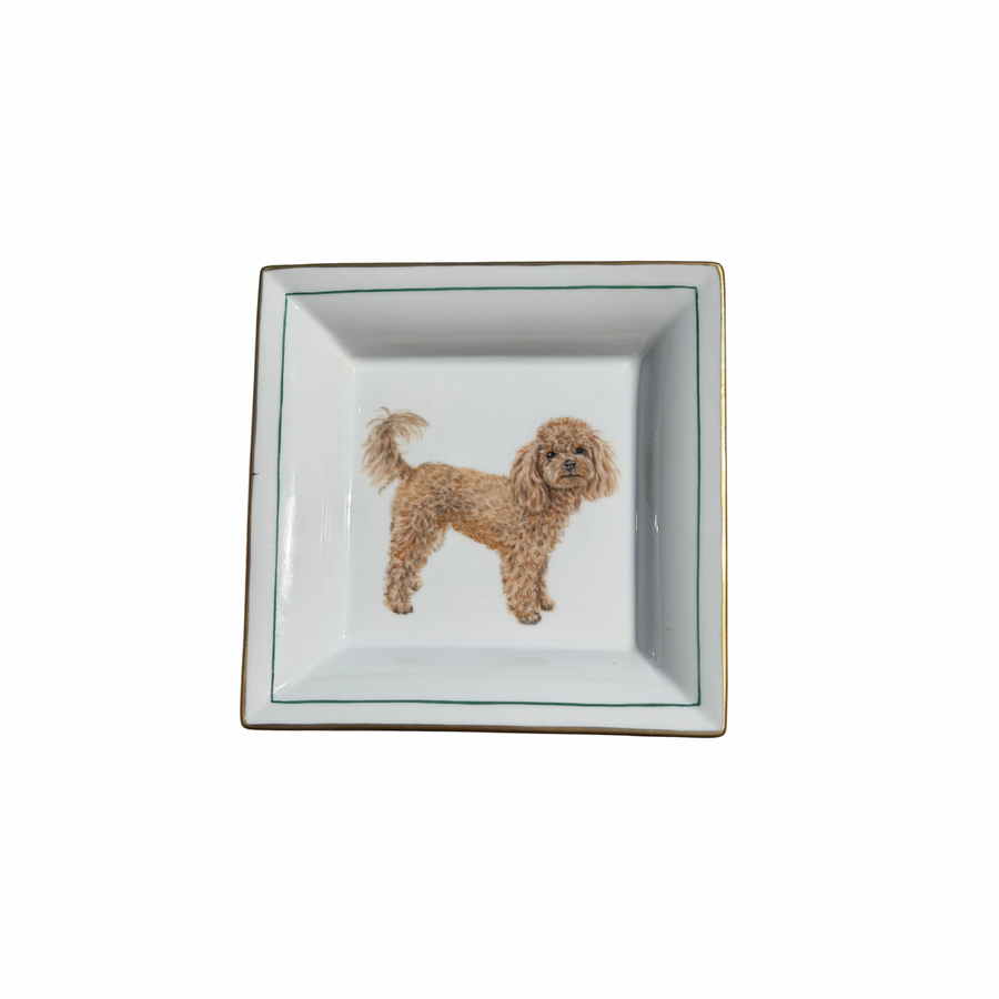Porcelain Dog Ashtray / Key Box – Standing Poodle