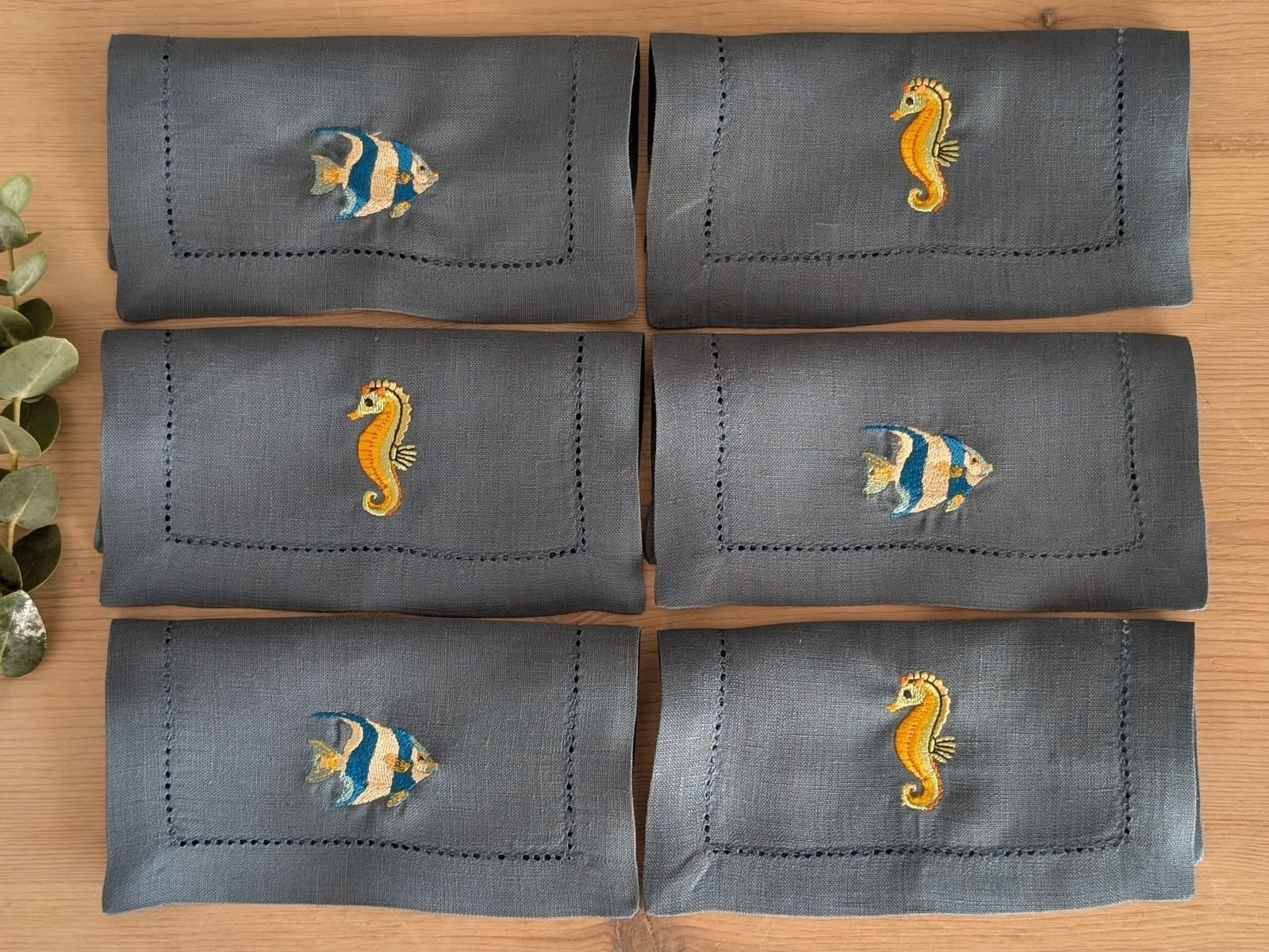 Embroidered Linen Napkins (set of 6)