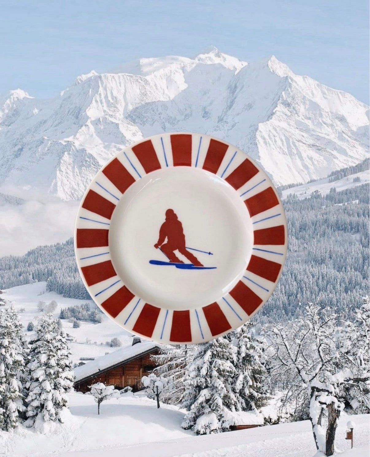 Sveva's Home Porcelain Ski Plate Big Dining Plates Set of 4