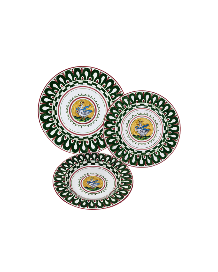 Oca Green Pattern Imperial Plate Set