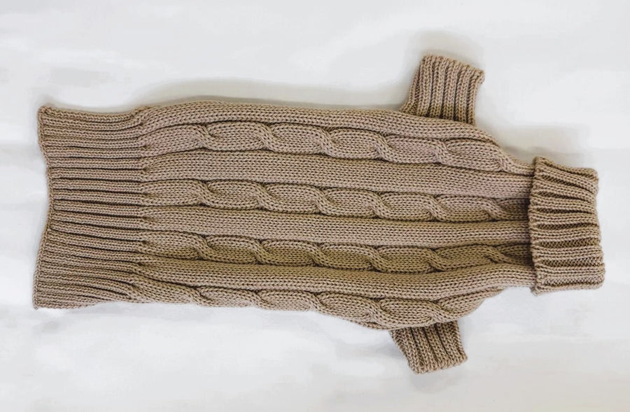 Cable Knit Dog Sweater – 100% Wool