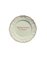 Sveva's Home Ceramic "My favorite snack is caviar" Ceramic Scalloped Plate Set of 4