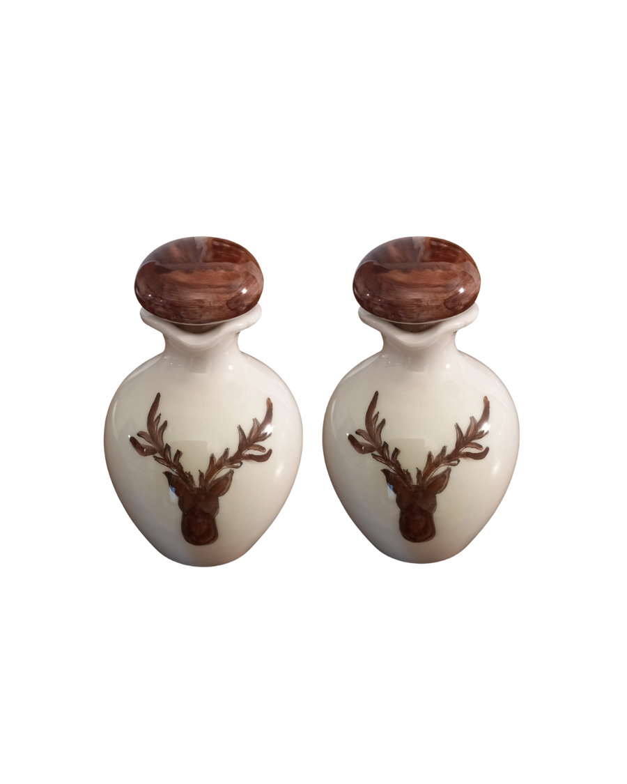 Sveva's Home Ceramic Deer Olive Oil and Vinegar Bottles Set of 2