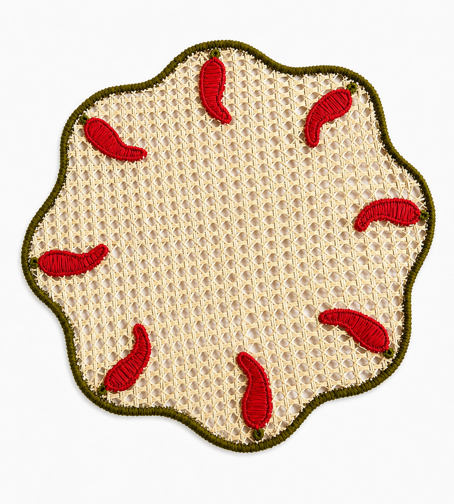 Scalloped Red Pepper Handwoven Placemat (set of 4)