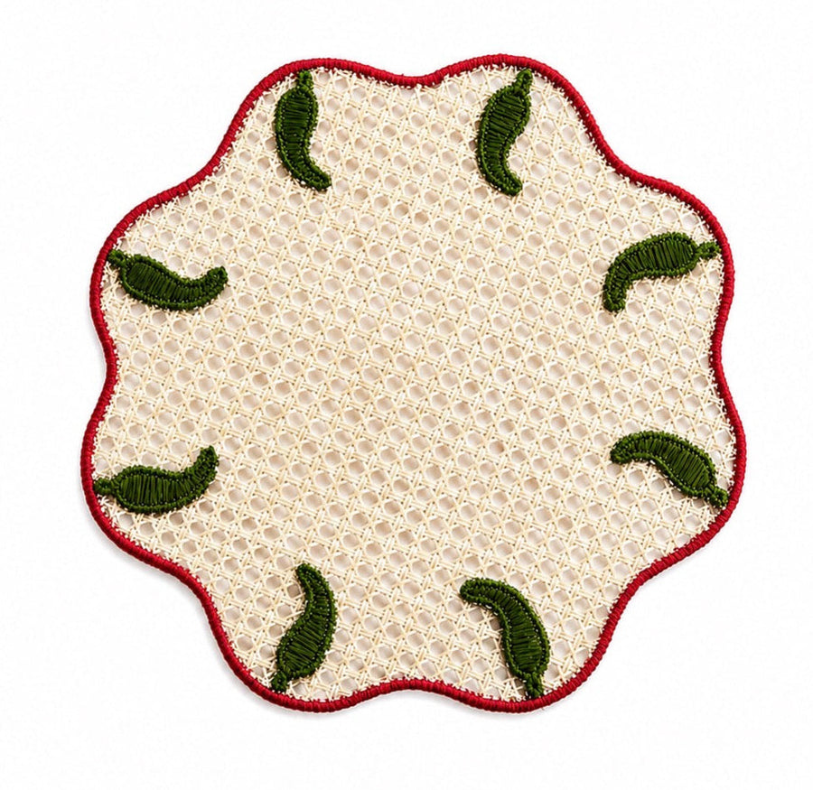 Scalloped Green Pepper Handwoven Placemat (set of 4)