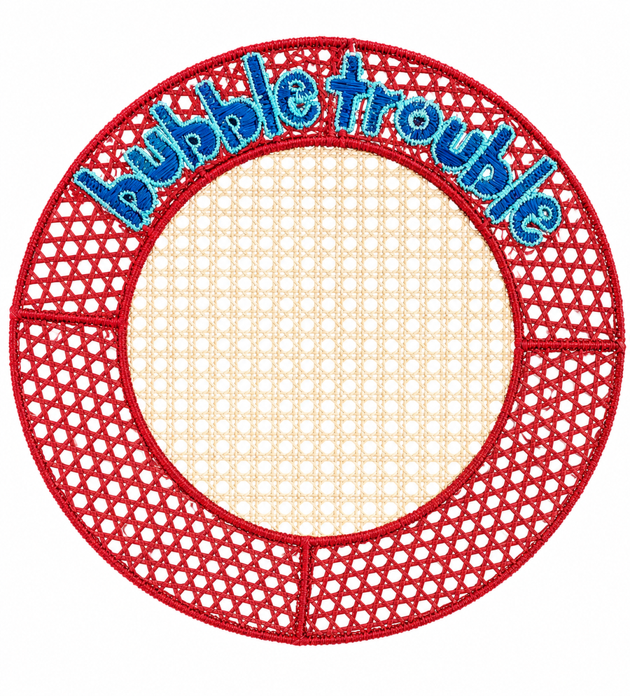 Embroidered Rattan Placemats with Fun Quotes (set of 4)