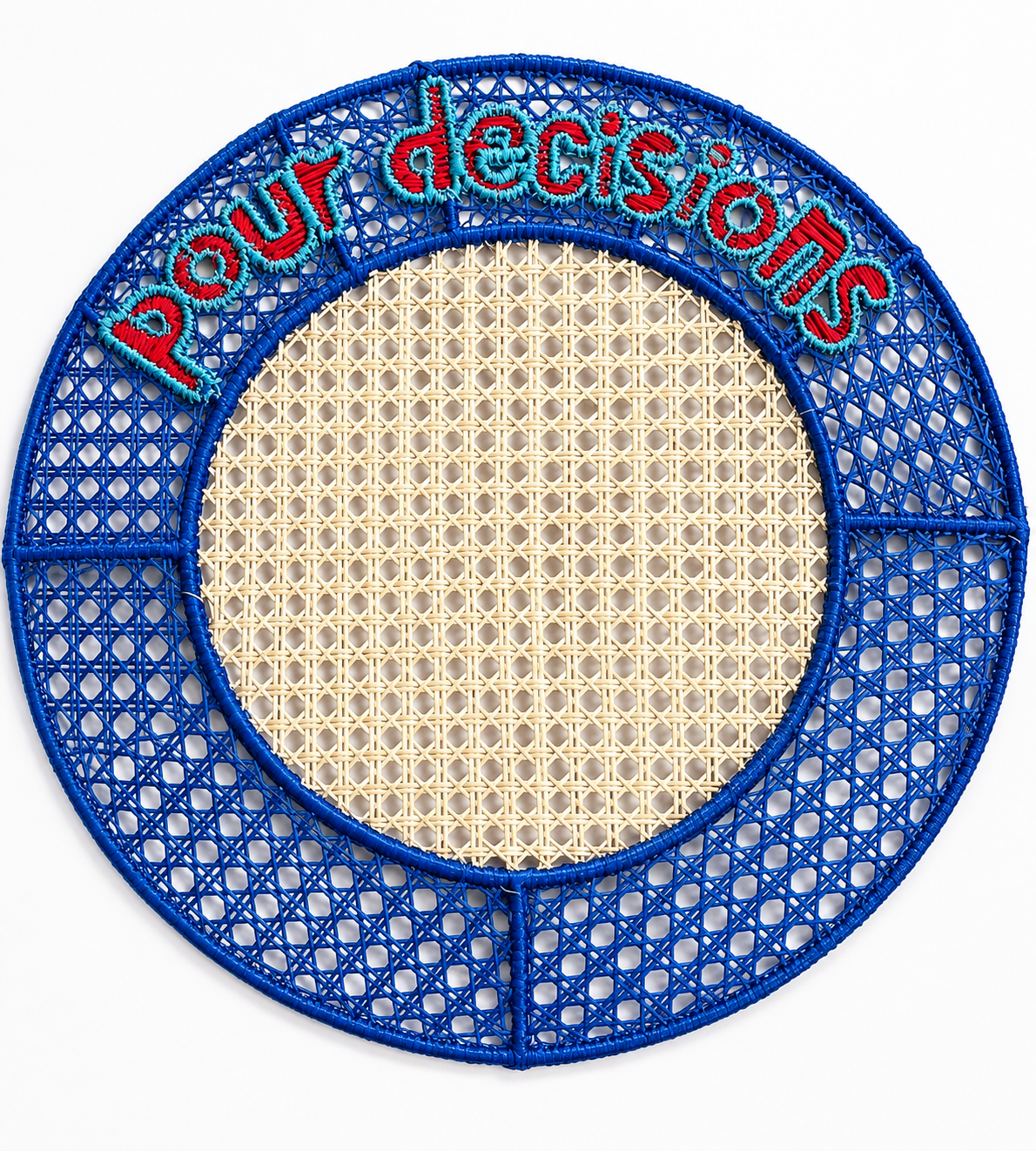 Embroidered Rattan Placemats with Fun Quotes (set of 4)