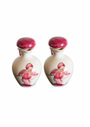 Sveva's Home Ceramic Red Skier Olive Oil and Vinegar Bottles Set of 2
