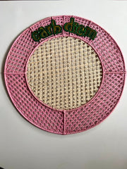 Embroidered Rattan Placemats with Fun Quotes (set of 4)