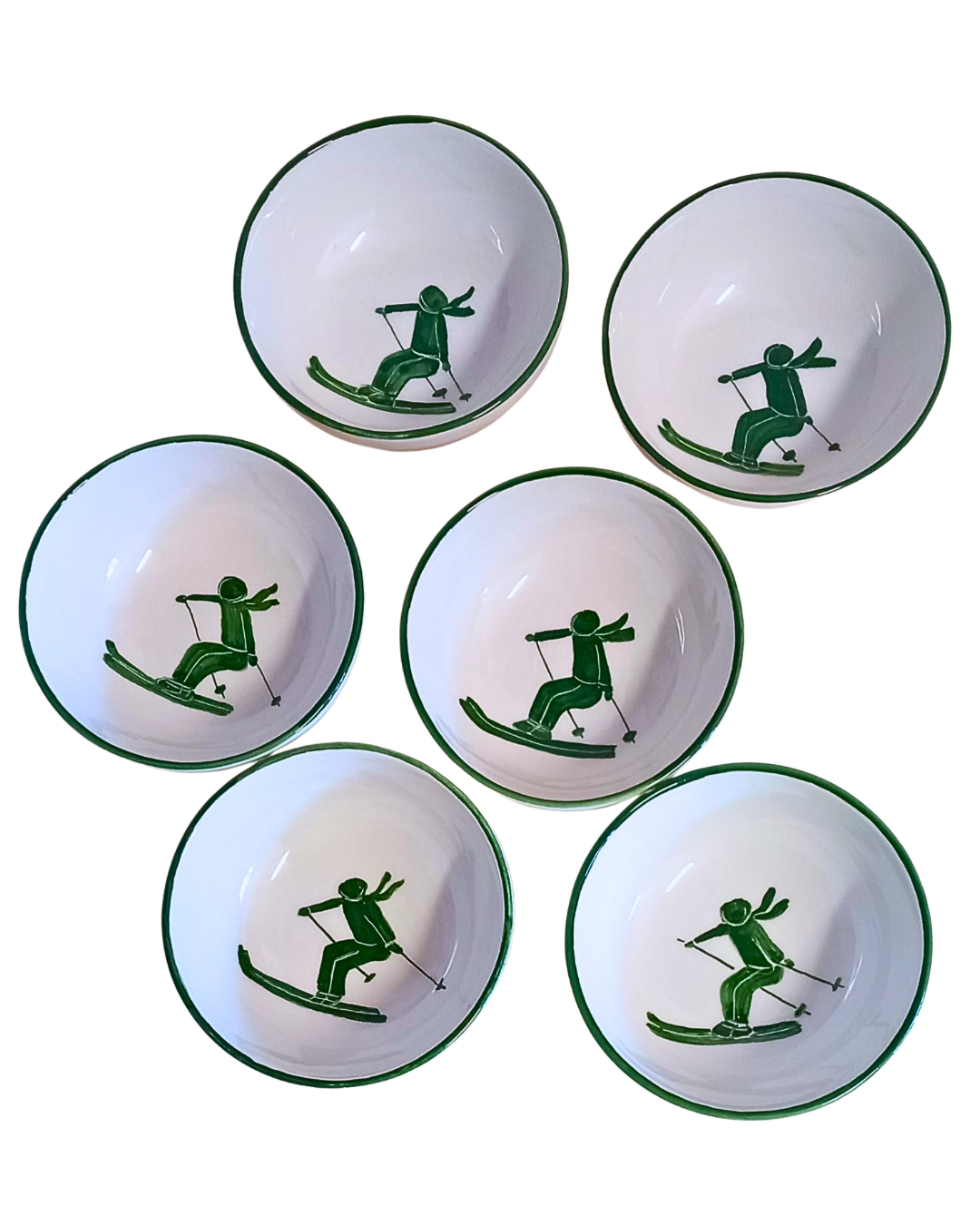 Sveva's Home Ceramic  Alpine Skier Bowls Set of 4