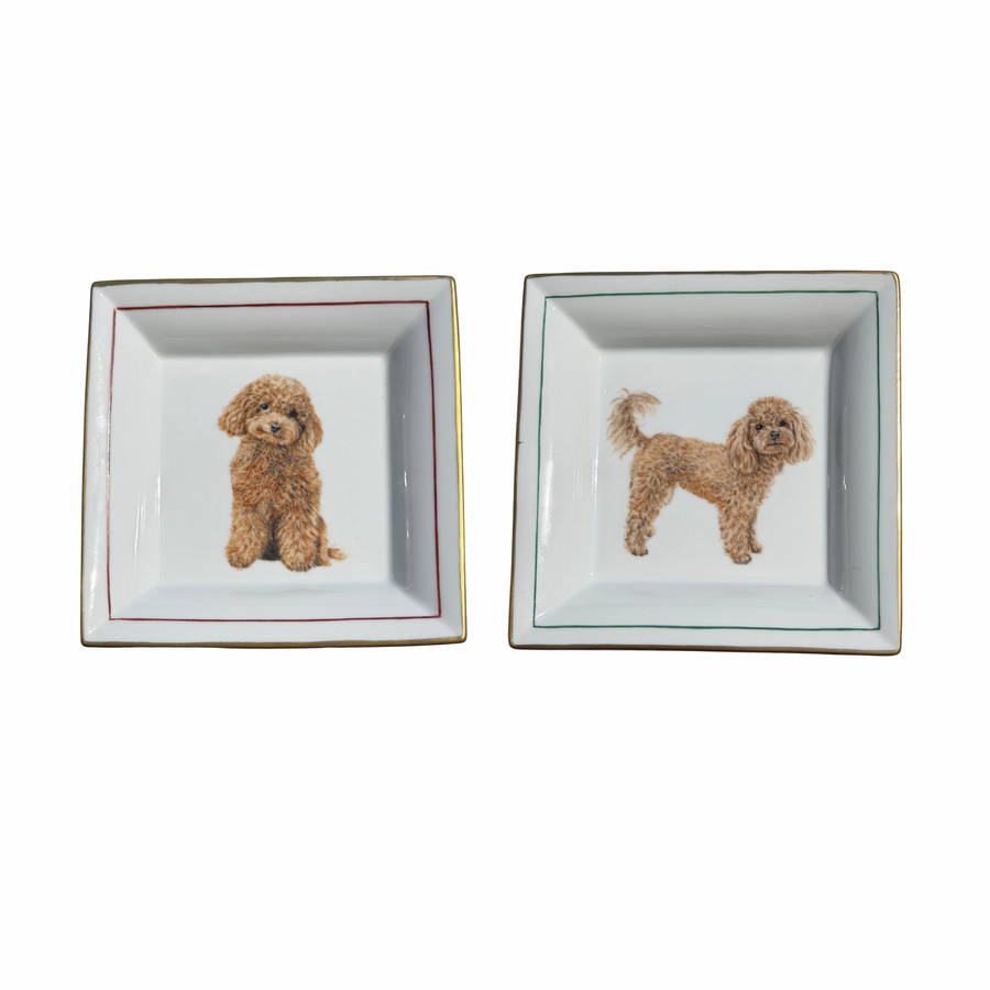 Porcelain Dog Ashtray / Key Box – Standing Poodle