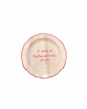 Sveva's Home Ceramic "I dream of Panettone and Tortellini all year" Ceramic Scalloped Plate Set of 4