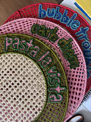 Embroidered Rattan Placemats with Fun Quotes (set of 4)