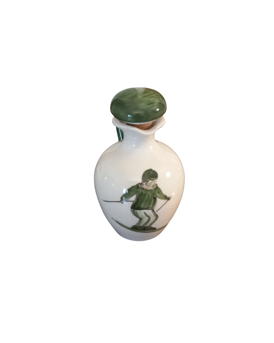 Sveva's Home Ceramic Green Skier Olive Oil and Vinegar Bottles Set of 2
