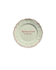 Sveva's Home Ceramic "My favorite snack is caviar" Ceramic Scalloped Plate Set of 4