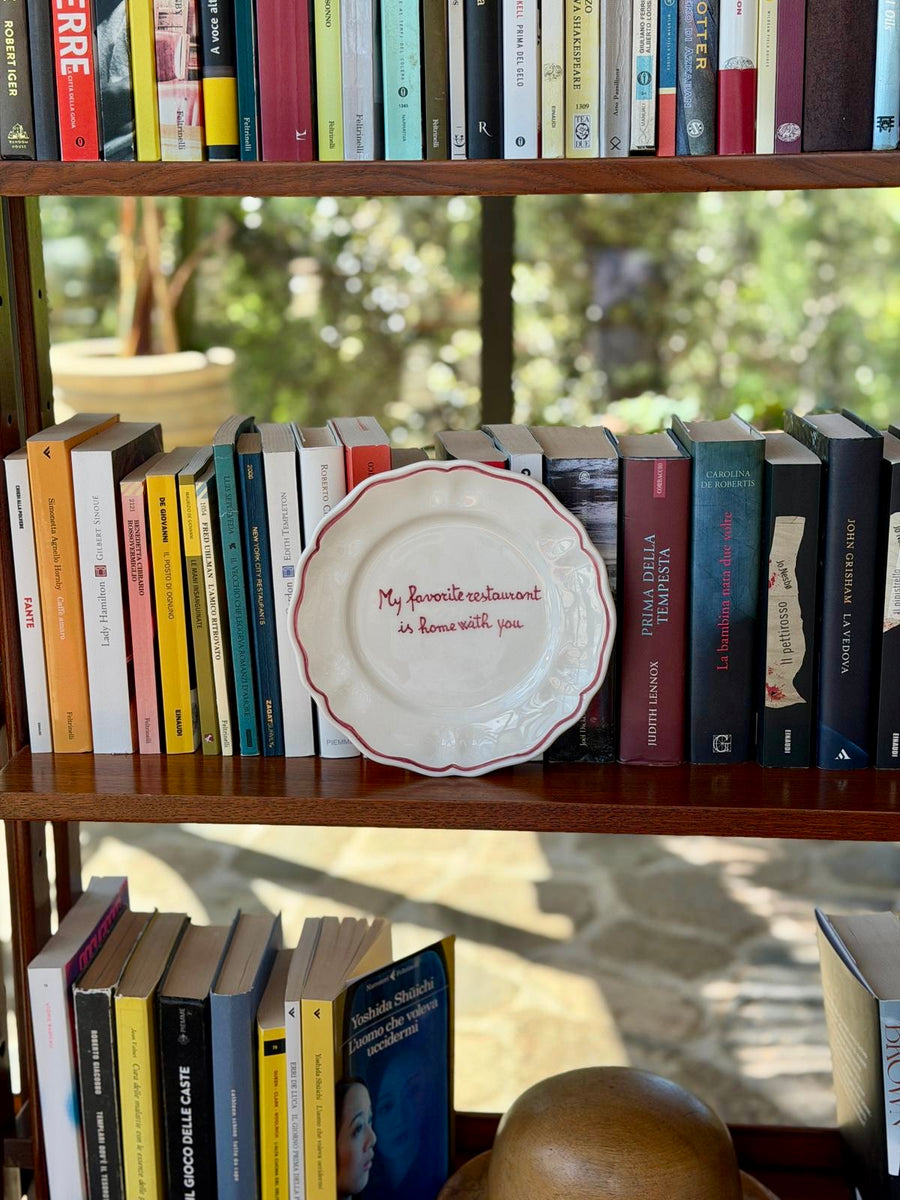 Sveva's Home "My favorite restaurant is home with you" Ceramic Scalloped Plate Set of 4