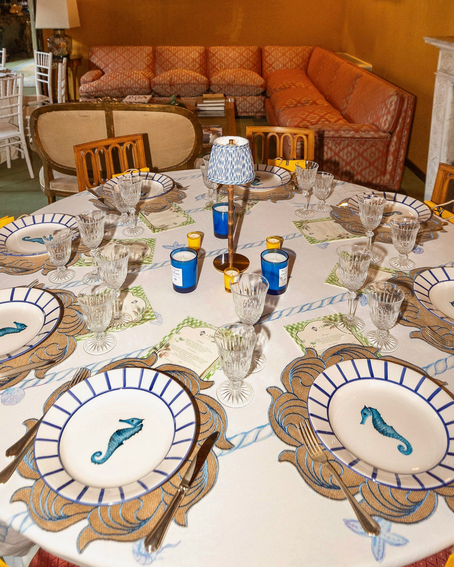 Sveva's Home Ceramic Sea Horse Big and Small Dining Plates Set of 4