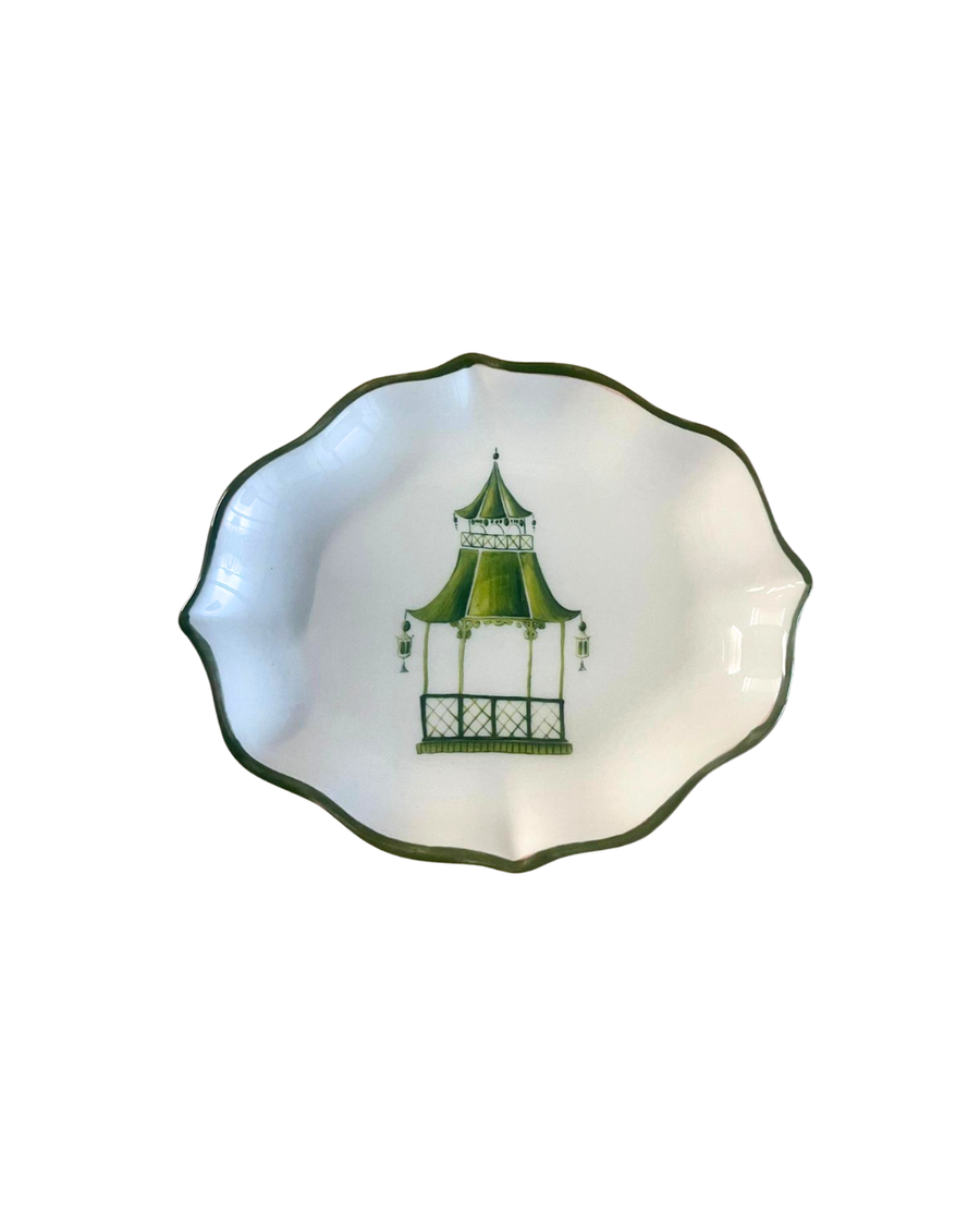 Sveva's Home Ceramic Green Pavilion Design Bread Plate Set of 4