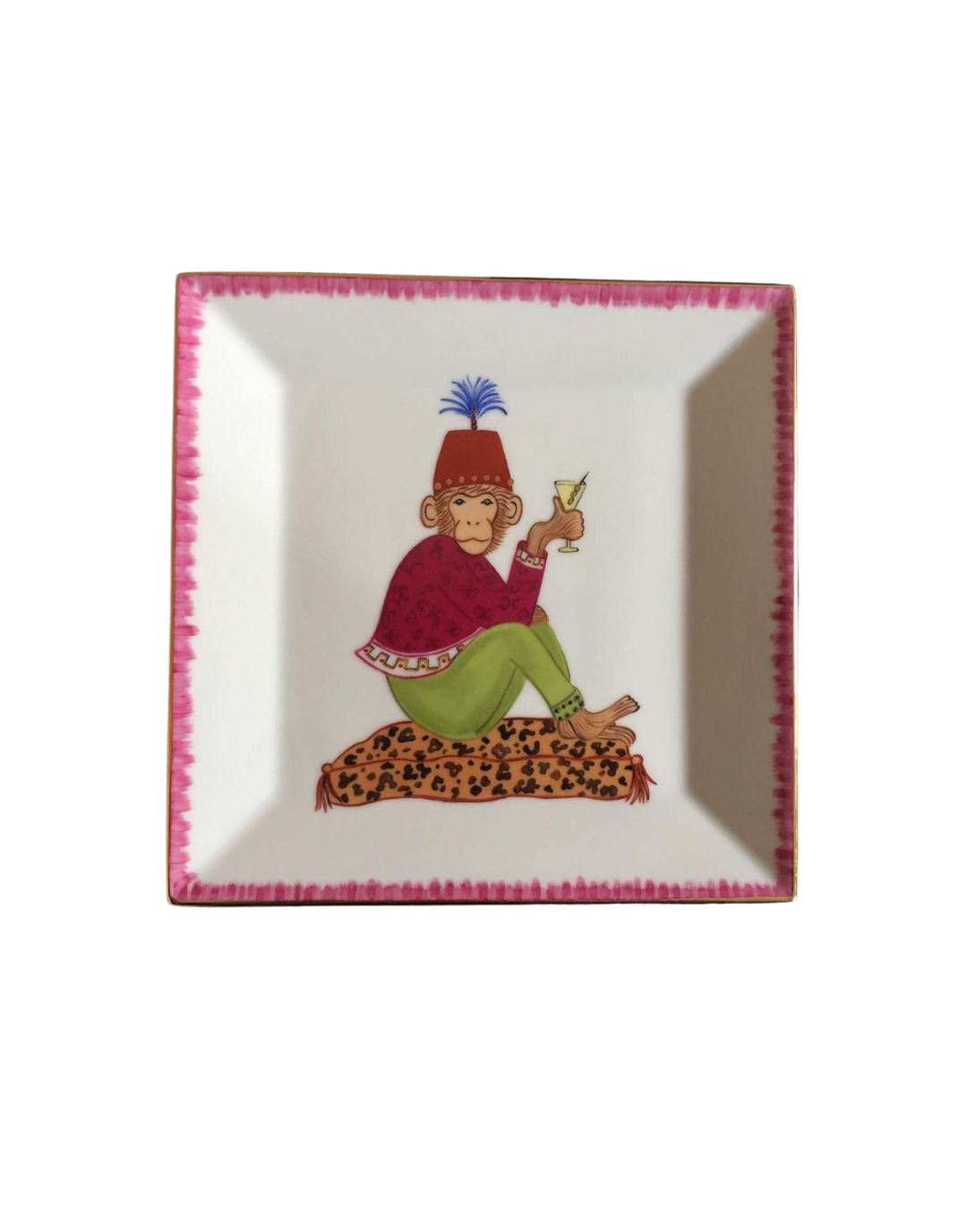 Sveva's Home Porcelain Monkey Martini Pink Ashtray