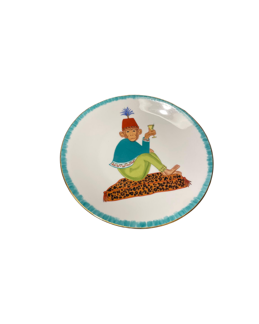 Sveva's Home Porcelain Monkey Martini Blue Ashtray