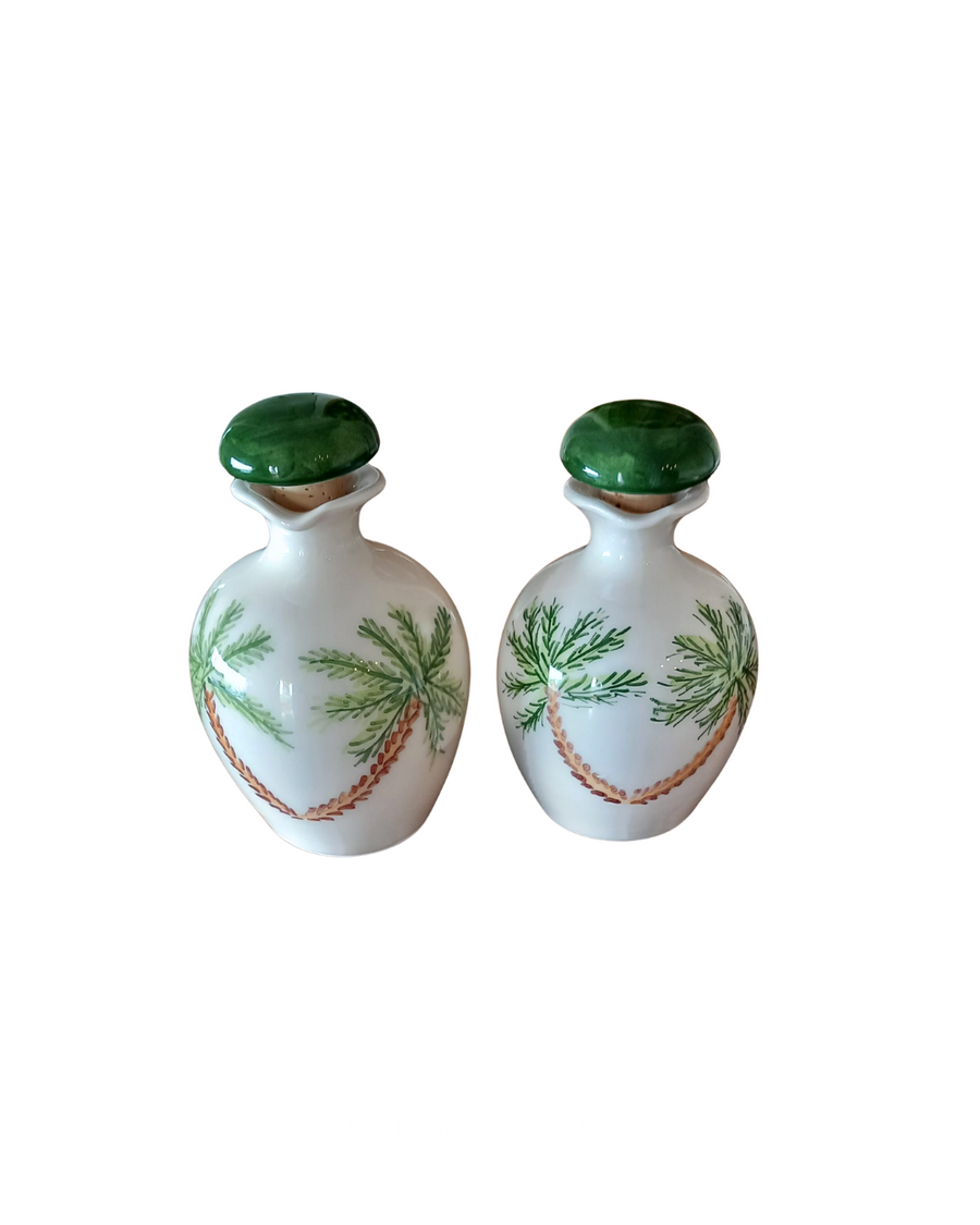 Sveva's Home Ceramic Palm Tree Olive Oil and Vinegar Bottles Set of 2