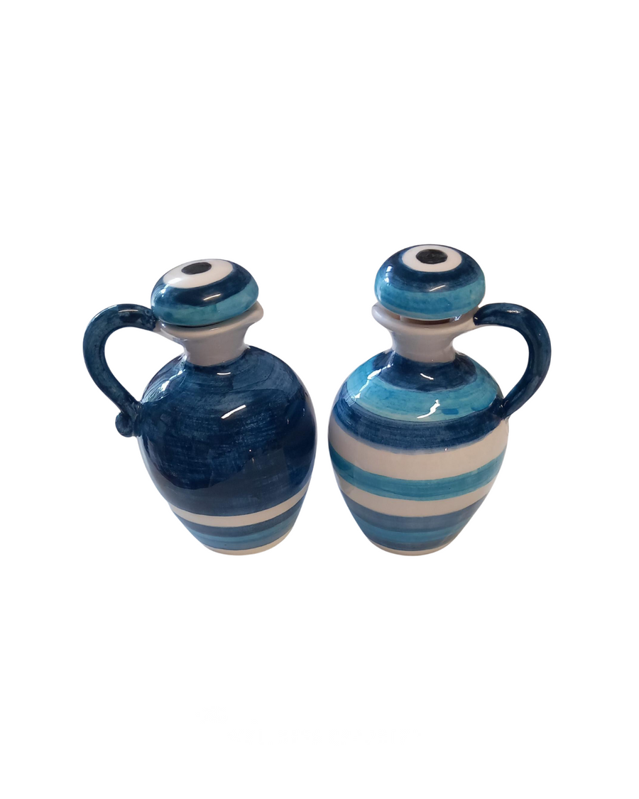Sveva's Home Ceramic Evil Eye Olive Oil and Vinegar Bottles Set of 2