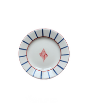 Sveva's Home Ceramic Seashell Red and Blue Big and Small Dining Plates Set of 4