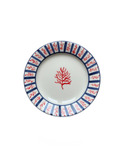 Sveva's Home Ceramic Coral Red and Blue Big and Small Dining Plates Set of 4