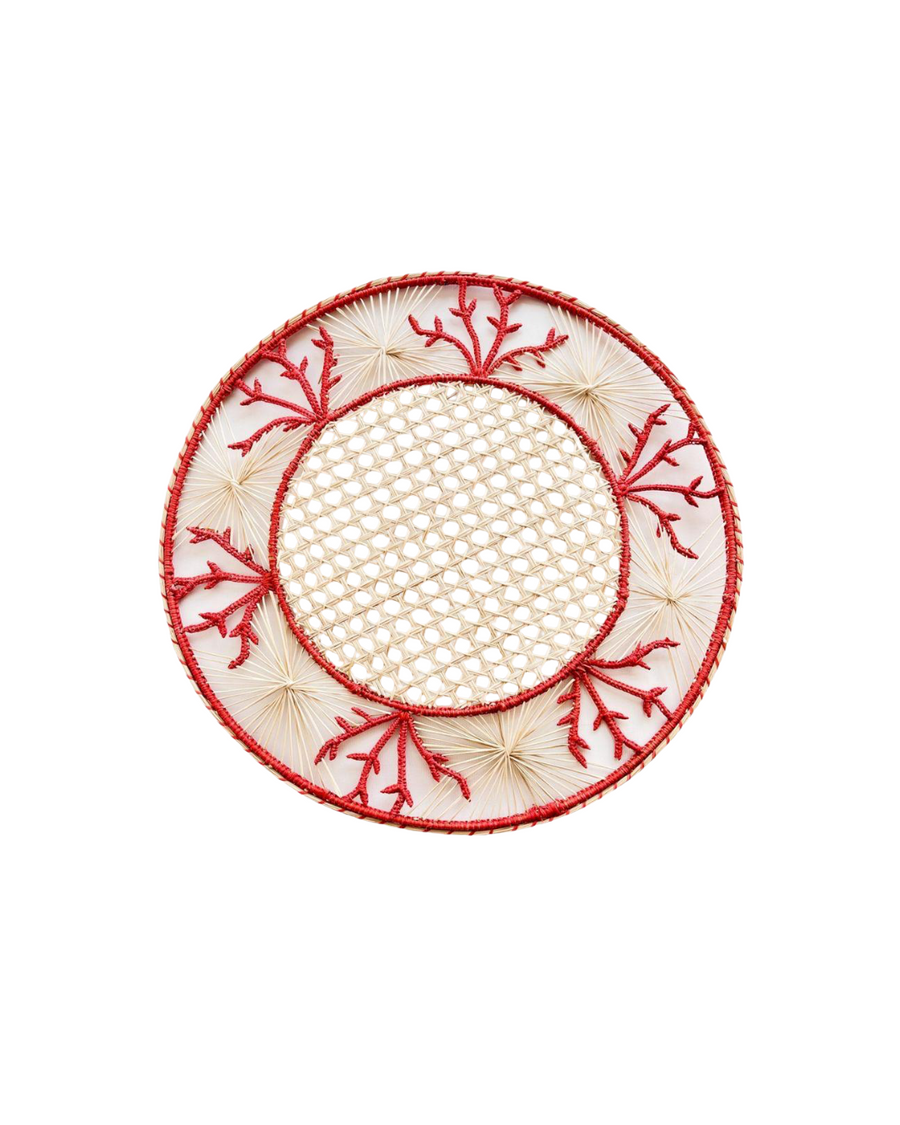 Red Coral Iraca Palm Placemat Set of 4