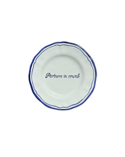 Ceramic Scalloped Blue Quote Bread Plate Set of 4