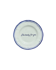 Ceramic Scalloped Blue Quote Bread Plate Set of 4